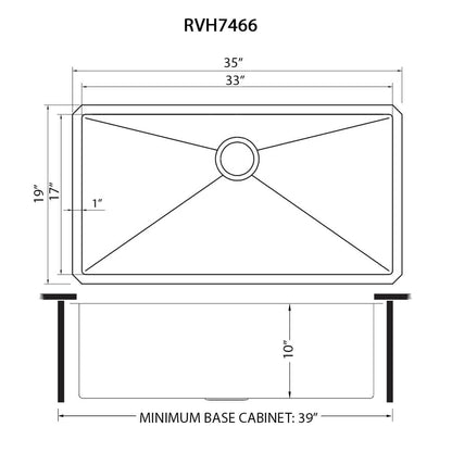 Ruvati 35-inch Undermount 16 Gauge Rounded Corners Large Kitchen Sink Stainless Steel Single Bowl - RVH7466