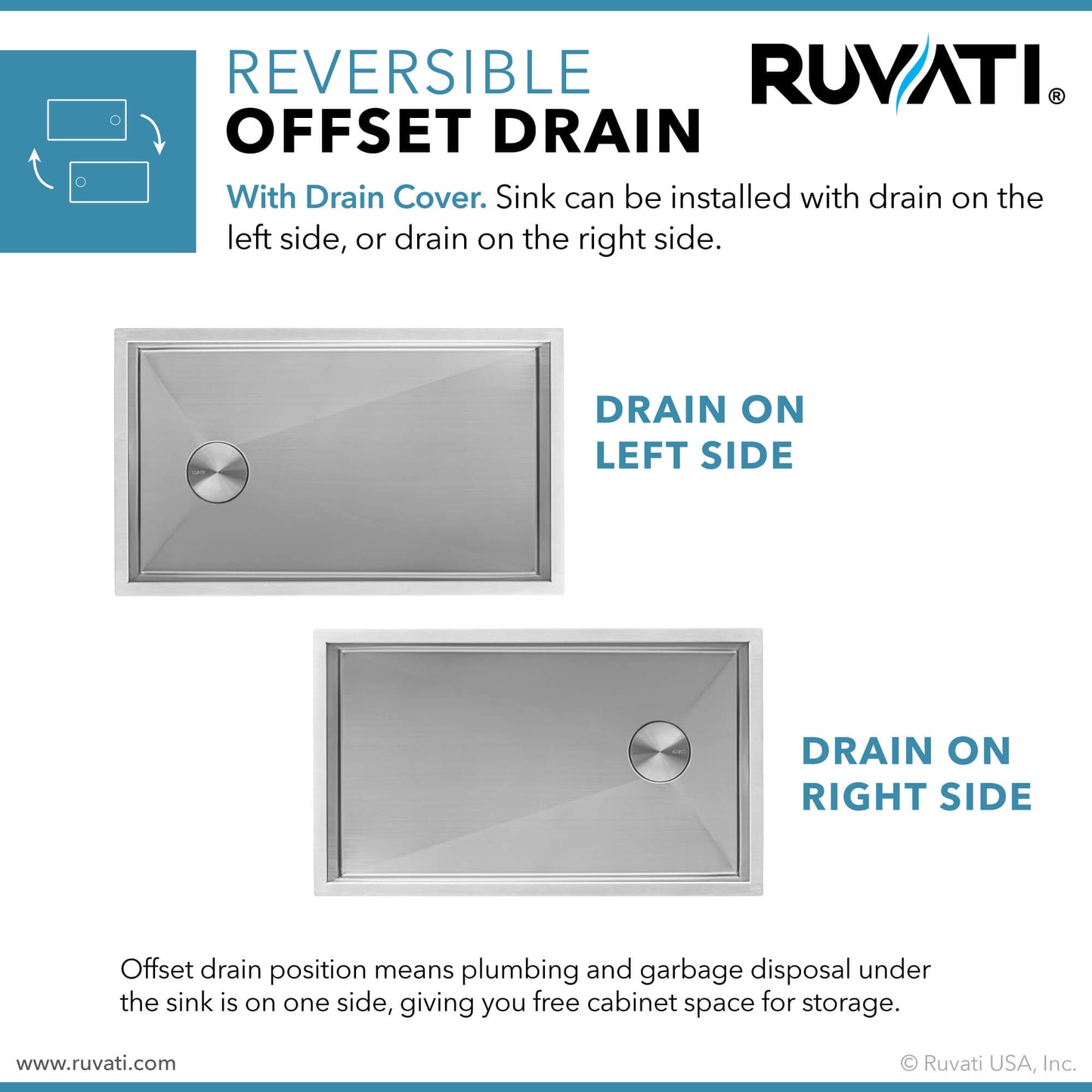 Ruvati 27-inch Slope Bottom Offset Drain Undermount Kitchen Sink Single Bowl Stainless Steel - RVH7470