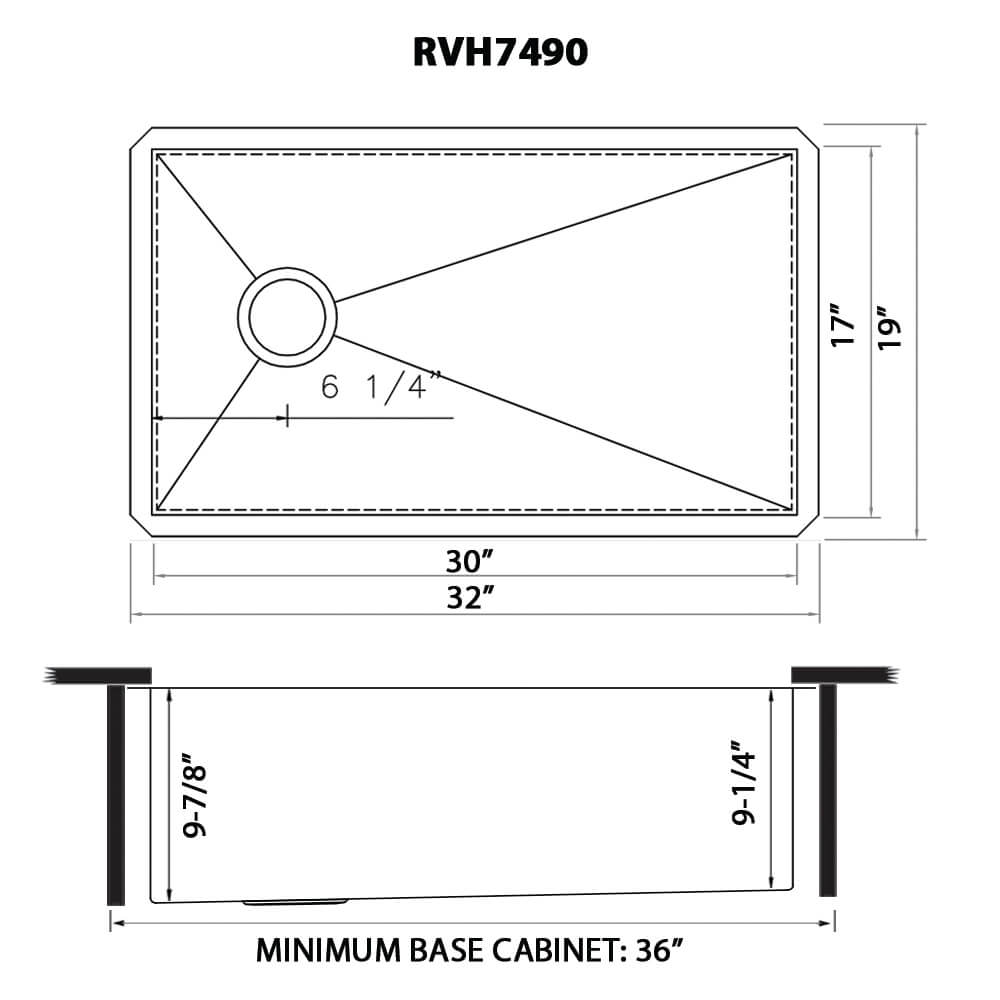 Ruvati 32-inch Slope Bottom Offset Drain Reversible Kitchen Sink Undermount 16 Gauge Stainless Steel - RVH7490