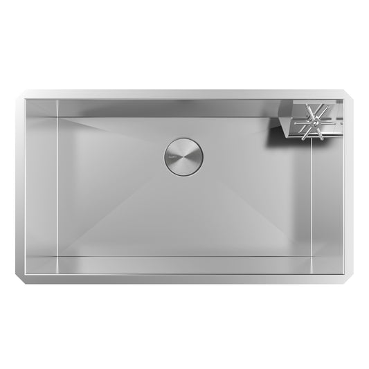 Ruvati Glass Rinser and Sink Combo 30-inch Undermount 16 Gauge Stainless Steel Rounded Corners Kitchen Sink Single Bowl - RVH7533