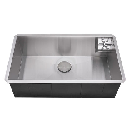 Ruvati Glass Rinser and Sink Combo 30-inch Undermount 16 Gauge Stainless Steel Rounded Corners Kitchen Sink Single Bowl - RVH7533