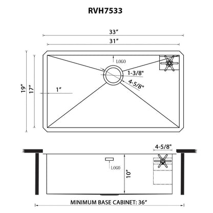 Ruvati Glass Rinser and Sink Combo 30-inch Undermount 16 Gauge Stainless Steel Rounded Corners Kitchen Sink Single Bowl - RVH7533