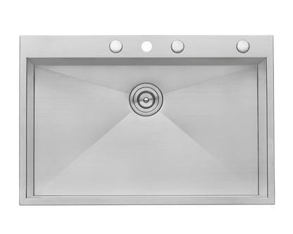 Ruvati 33 x 22 inch Drop-in Topmount 16 Gauge Zero Radius Stainless Steel Kitchen Sink Single Bowl - 4 holes - RVH8001