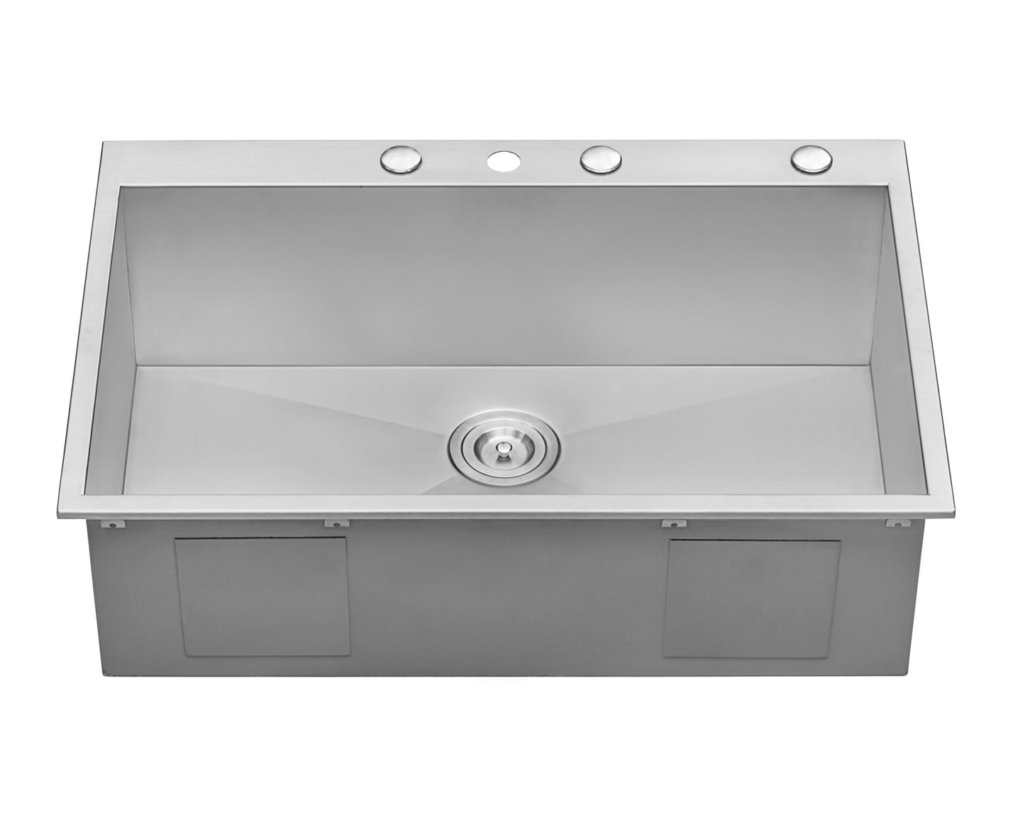 Ruvati 33 x 22 inch Drop-in Topmount 16 Gauge Zero Radius Stainless Steel Kitchen Sink Single Bowl - 4 holes - RVH8001