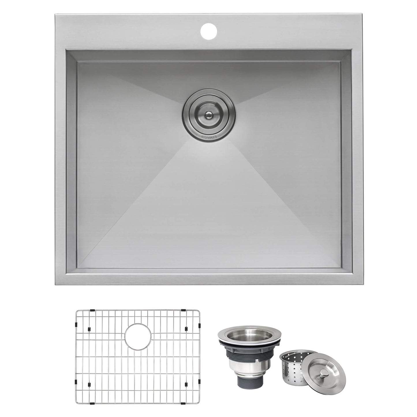 Ruvati 25" Drop-in Topmount 16 Gauge Stainless Steel Single Bowl Kitchen Sink - RVH8010