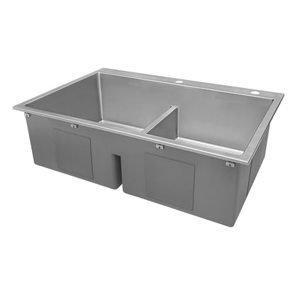 Ruvati 33 x 22 inch Drop-in 50/50 Double Bowl Rounded Corners 16 Gauge Topmount Stainless Steel Kitchen Sink - RVH8051