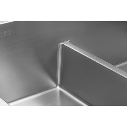 Ruvati 33 x 22 inch Drop-in 50/50 Double Bowl Rounded Corners 16 Gauge Topmount Stainless Steel Kitchen Sink - RVH8051