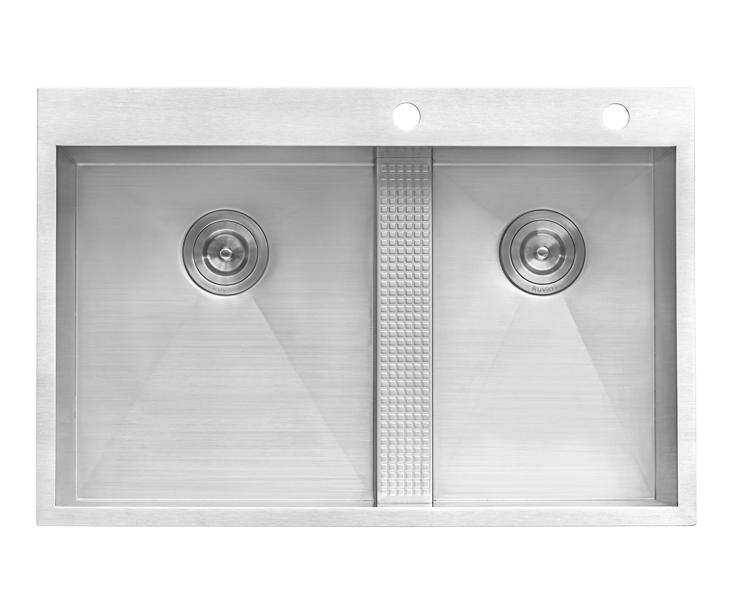 Ruvati 33-inch Drop-in Low Platform-Divide Zero Radius 60/40 Double Bowl 16 Gauge Topmount Kitchen Sink - RVH8059