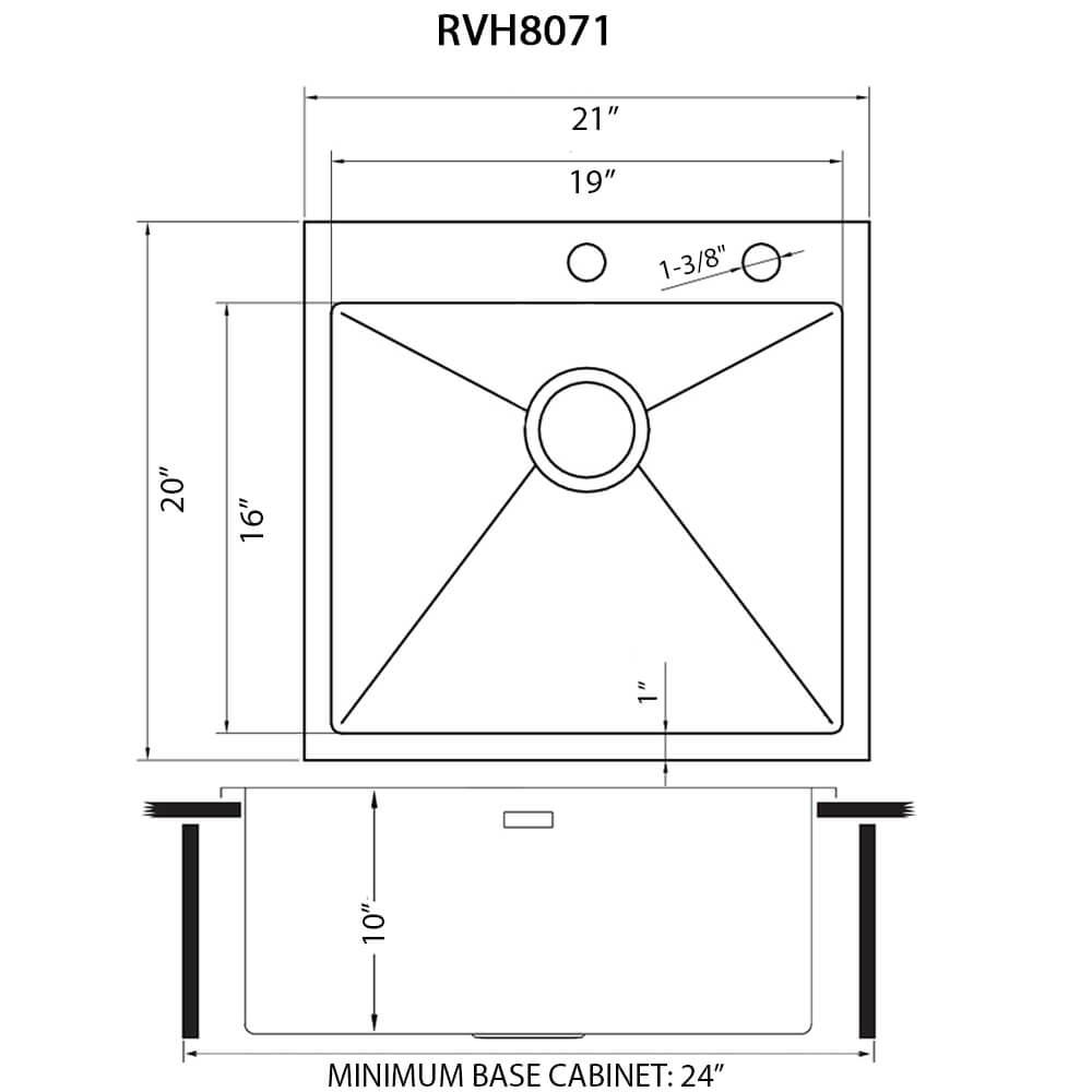 Ruvati 21 inch Drop-in Topmount Rounded 16 Gauge Stainless Steel Kitchen Sink Single Bowl - RVH8071