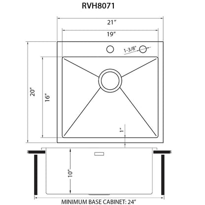 Ruvati 21 inch Drop-in Topmount Rounded 16 Gauge Stainless Steel Kitchen Sink Single Bowl - RVH8071