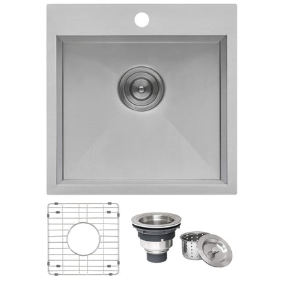 Ruvati 18 x 18 inch Drop-in Topmount Bar Prep Sink 16 Gauge Stainless Steel Single Bowl - RVH8118