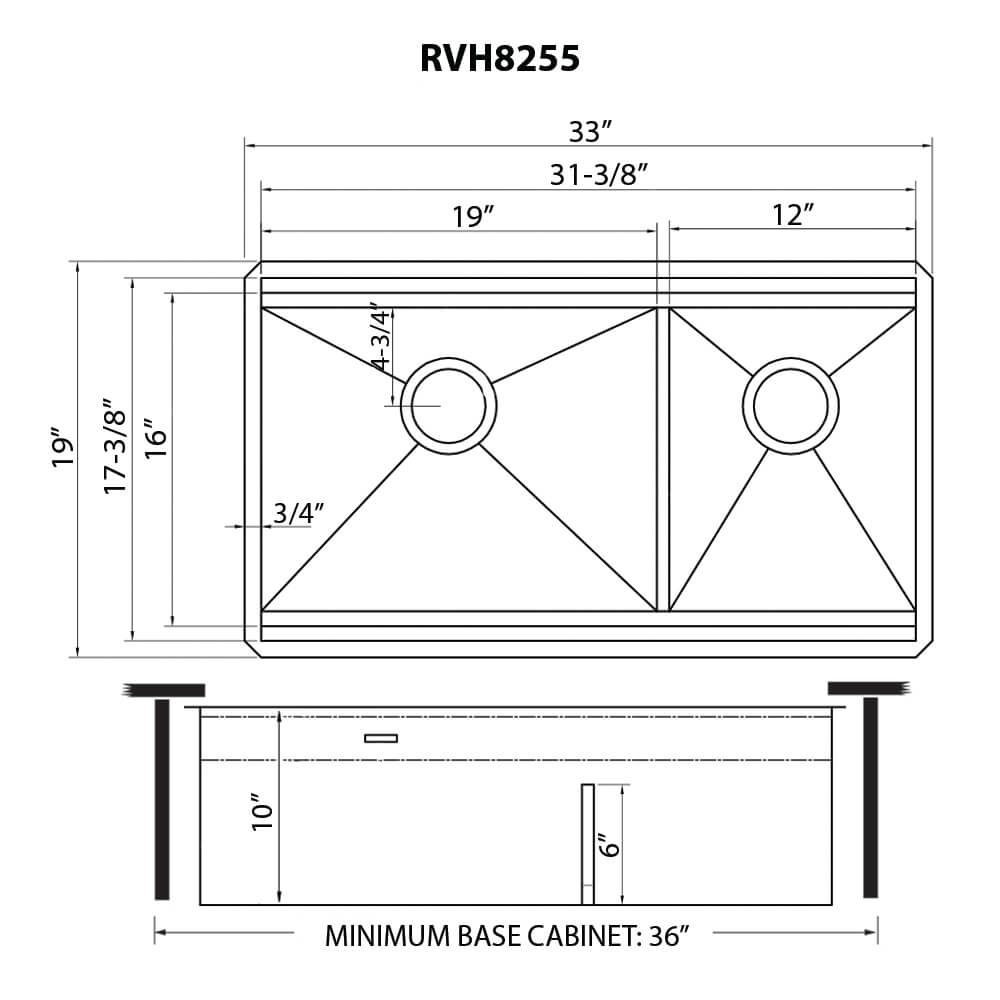 Ruvati 33-inch Workstation Dual Tier Double Bowl Low Divide Undermount 16 Gauge Stainless Steel Kitchen Sink - RVH8255