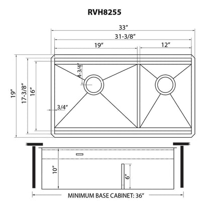 Ruvati 33-inch Workstation Dual Tier Double Bowl Low Divide Undermount 16 Gauge Stainless Steel Kitchen Sink - RVH8255