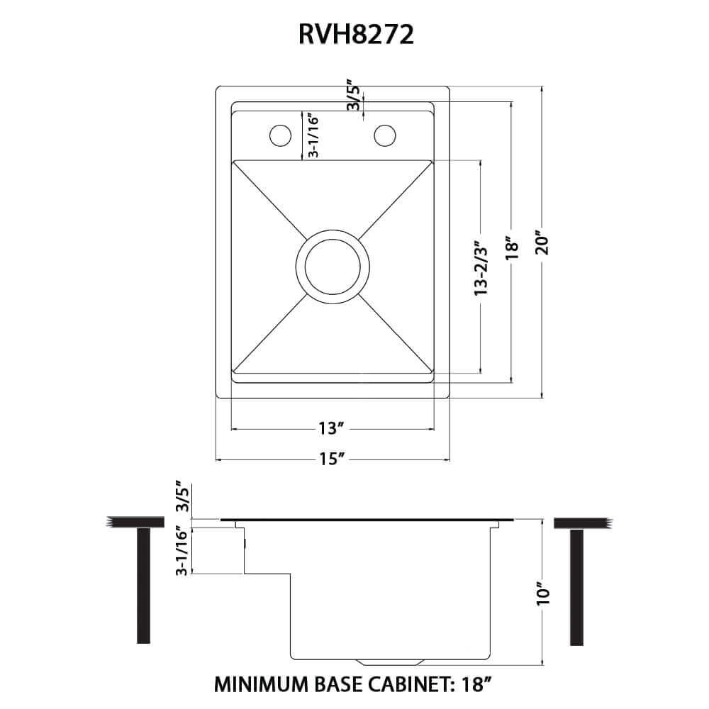 Ruvati 20 inch Stainless Steel RV Sink With Concealed Faucet and Soap Dispenser - RVH8272