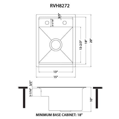 Ruvati 20 inch Stainless Steel RV Sink With Concealed Faucet and Soap Dispenser - RVH8272