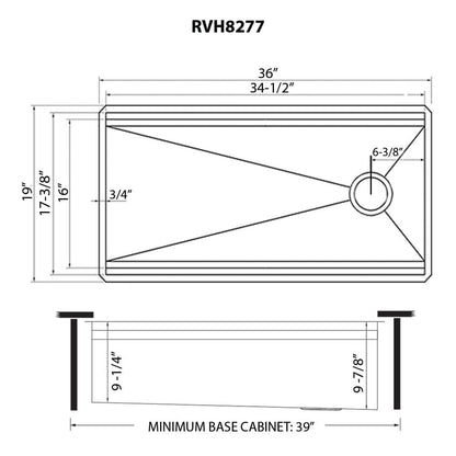 Ruvati 36-inch Workstation Dual Tier Ledge Kitchen Sink Undermount 16 Gauge Stainless Steel - RVH8277