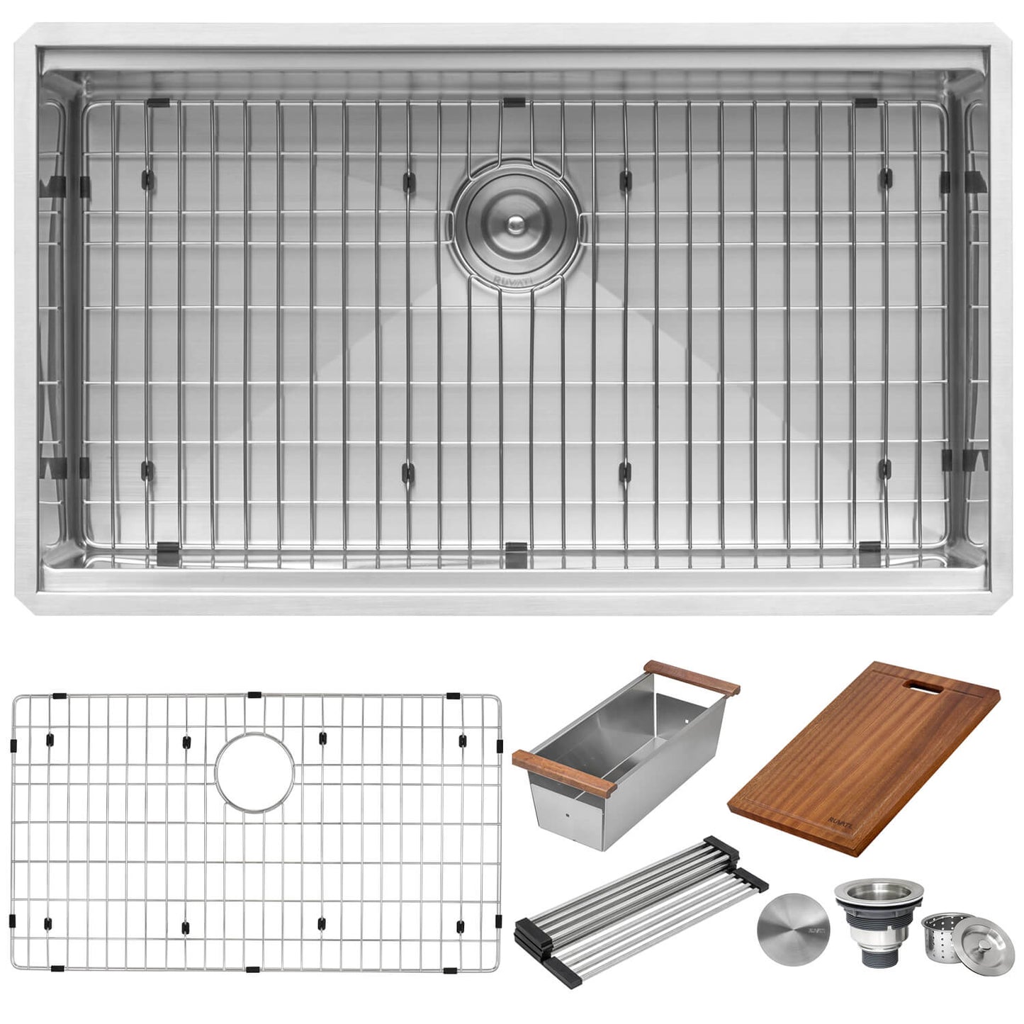 Ruvati 32-inch Workstation Ledge Rounded Corners Undermount 16 Gauge Kitchen Sink Single Bowl - RVH8301