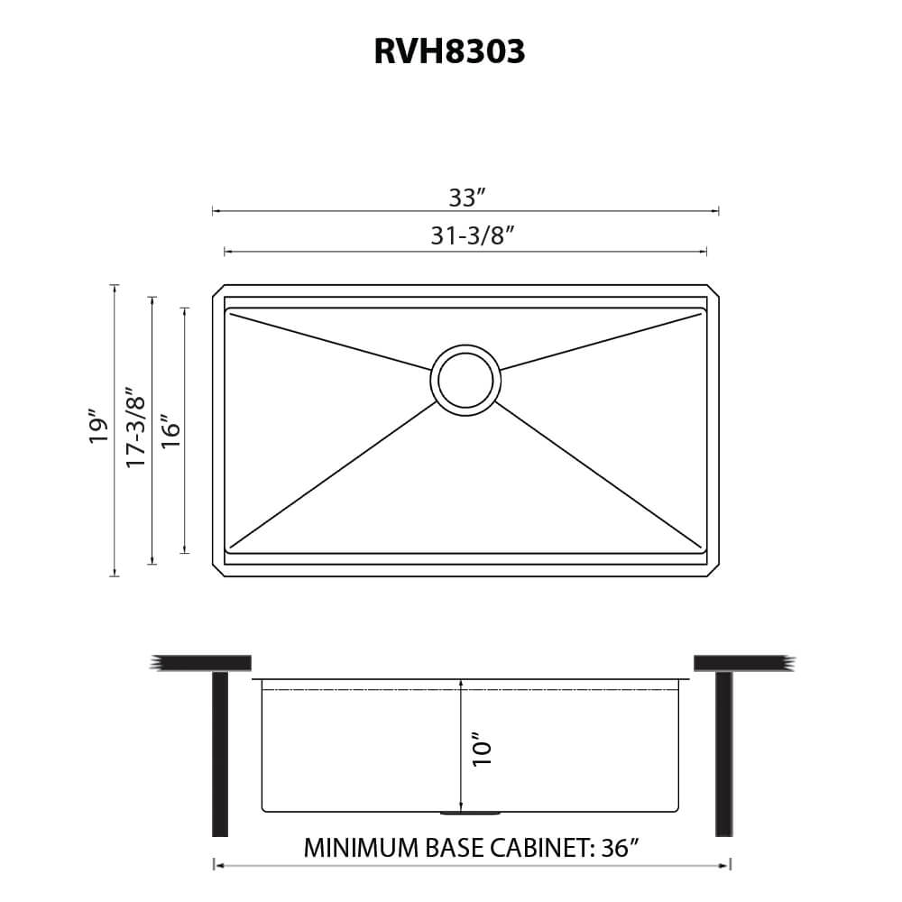 Ruvati 33-inch Workstation Ledge Rounded Corners Undermount 16 Gauge Kitchen Sink Single Bowl - RVH8303