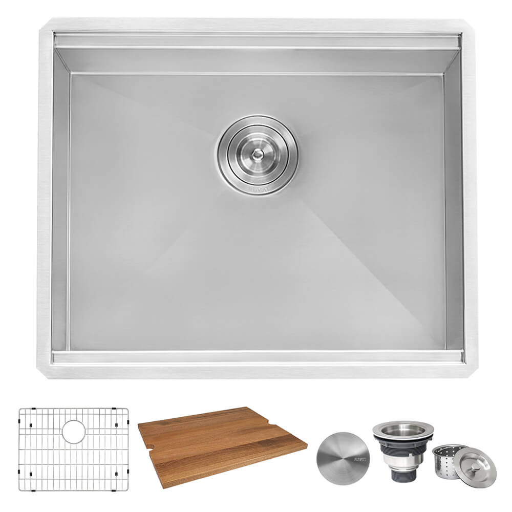 Ruvati 21" Workstation Bar Prep Sink Undermount 16 Gauge Ledge Stainless Steel Single Bowl - RVH8307