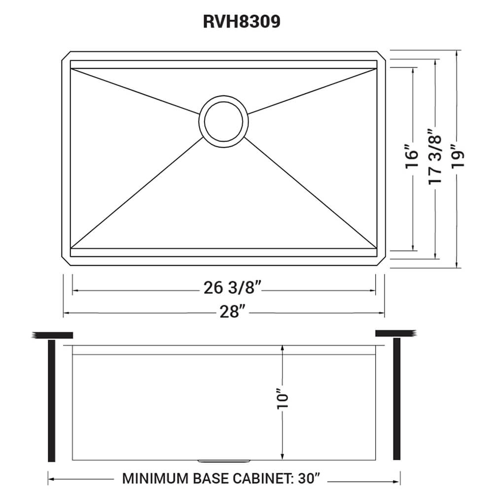 Ruvati 28-inch Workstation Ledge Undermount 16 Gauge Stainless Steel Kitchen Sink Single Bowl - RVH8309