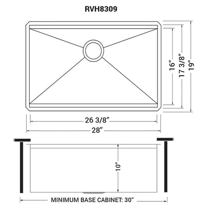 Ruvati 28-inch Workstation Ledge Undermount 16 Gauge Stainless Steel Kitchen Sink Single Bowl - RVH8309