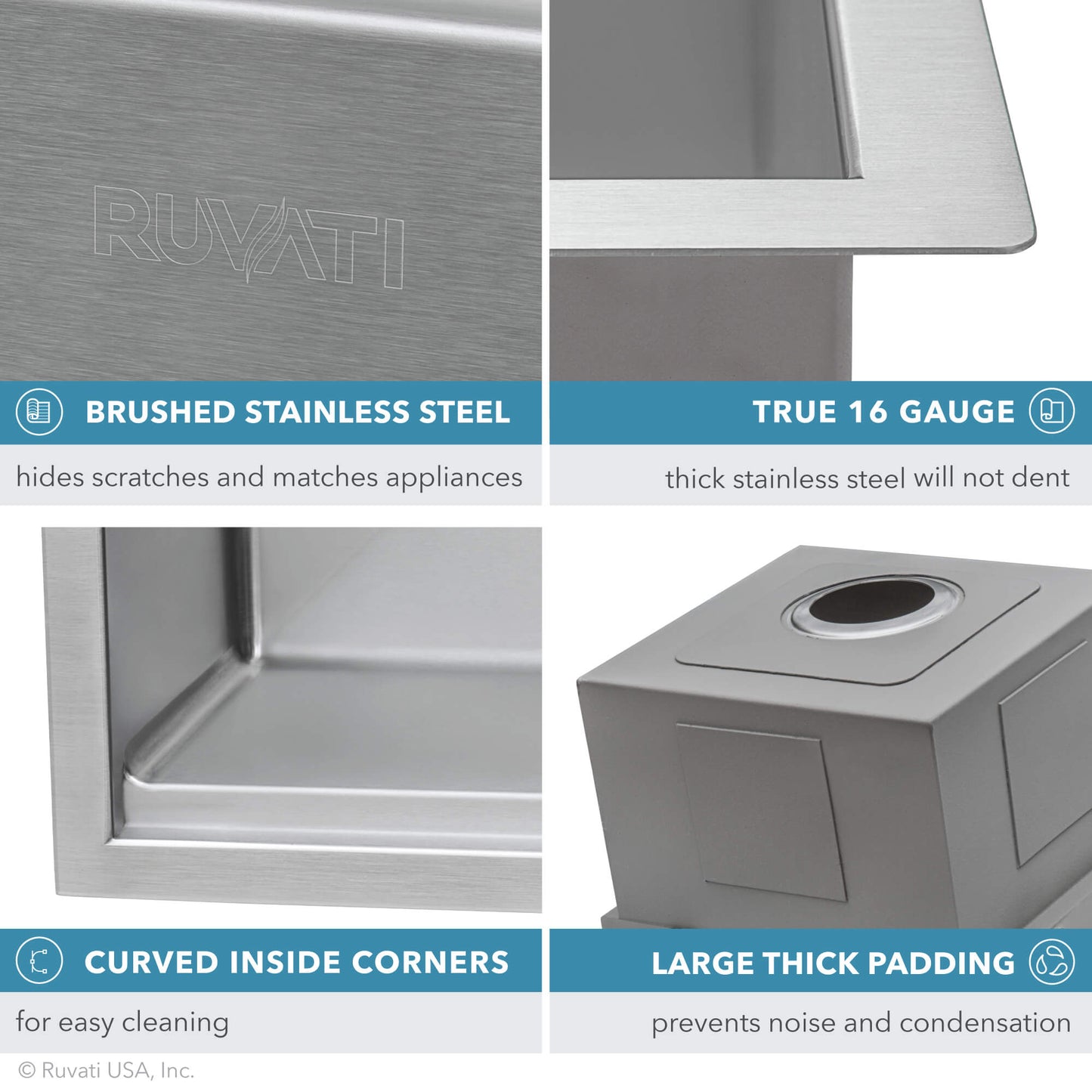 Ruvati 30-inch Workstation Rounded Corners Undermount Ledge Kitchen Sink with Accessories - RVH8320