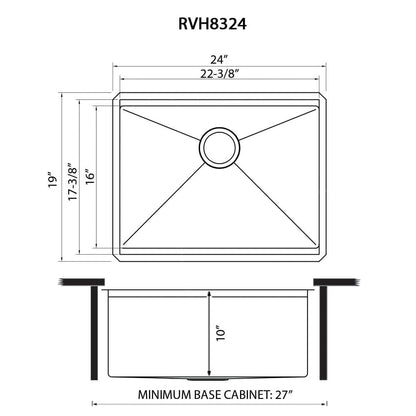 Ruvati 24-inch Workstation Rounded Corners Undermount Ledge Kitchen Sink with Accessories - RVH8324