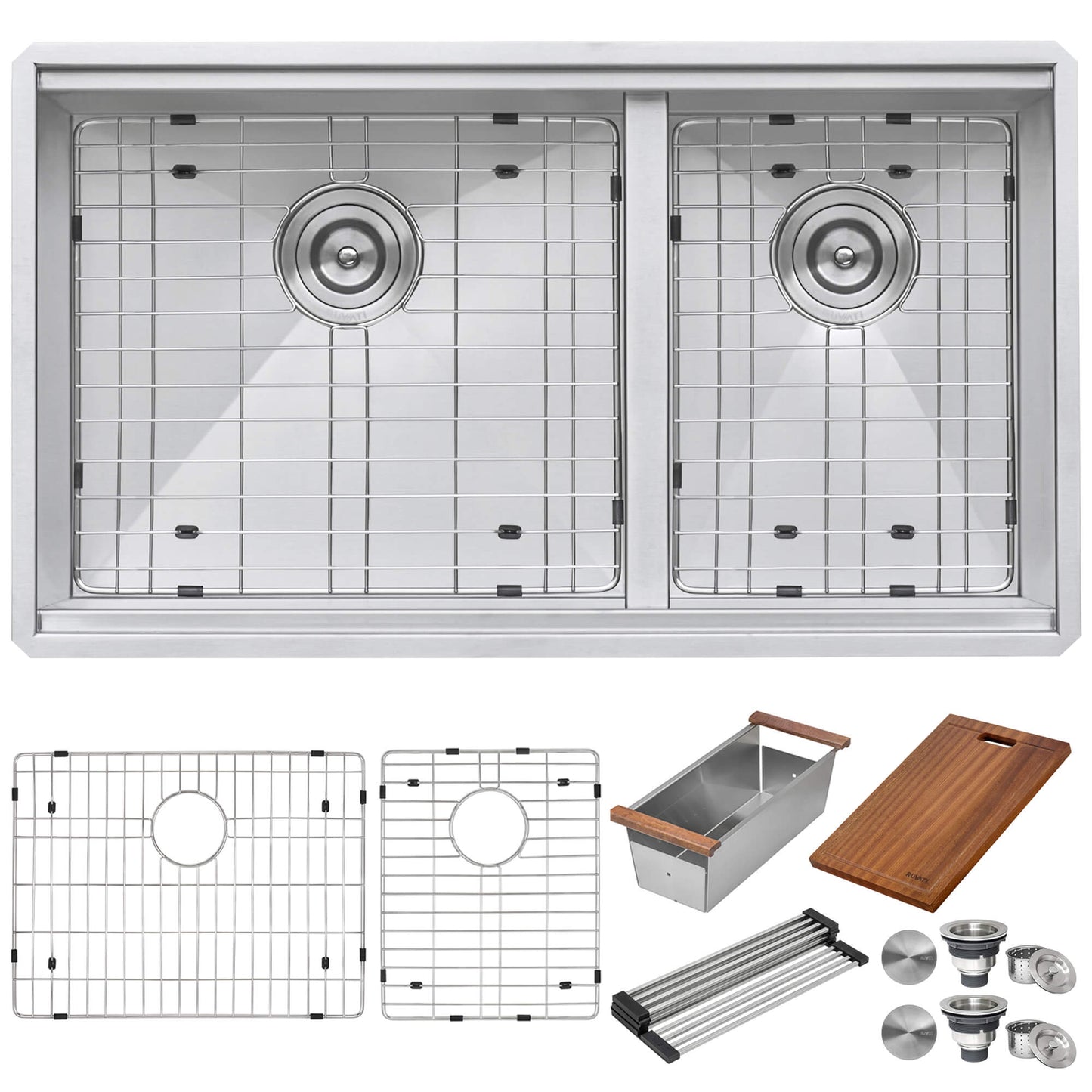 Ruvati 28-inch Workstation Sink 60/40 Double Bowl Undermount Low Divide 16 Gauge Stainless Steel - RVH8341