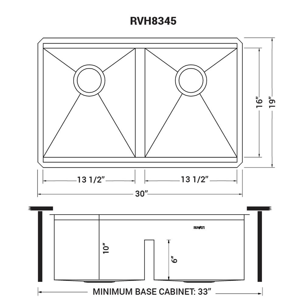 Ruvati 30-inch Workstation Ledge 50/50 Double Bowl Undermount 16 Gauge Stainless Steel Kitchen Sink - RVH8345