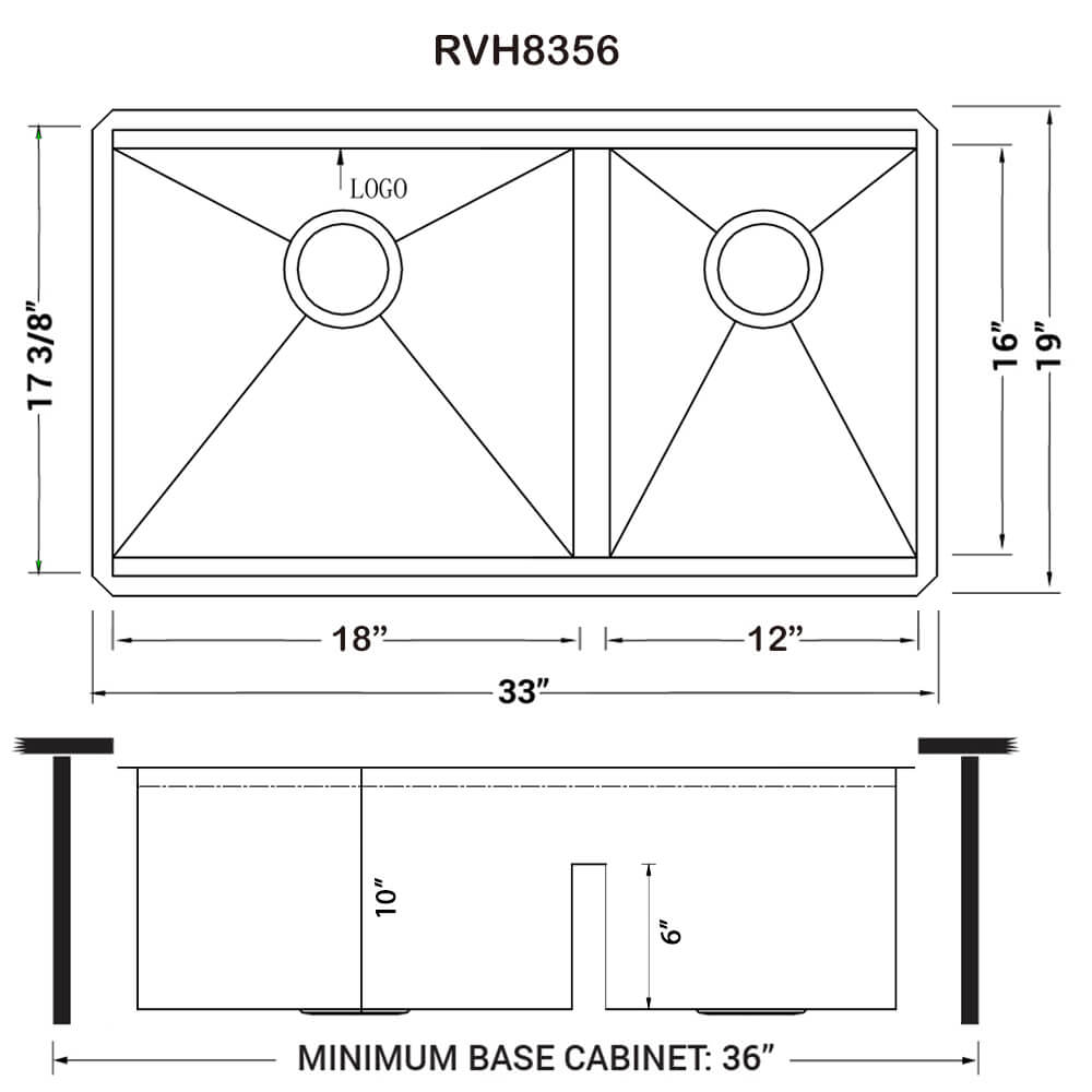 Ruvati 33-inch Workstation Ledge 60/40 Double Bowl Undermount 16 Gauge Stainless Steel Kitchen Sink - RVH8356