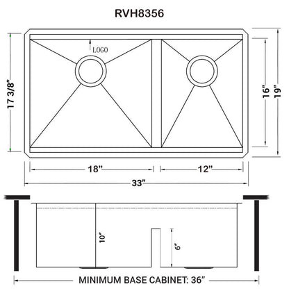 Ruvati 33-inch Workstation Ledge 60/40 Double Bowl Undermount 16 Gauge Stainless Steel Kitchen Sink - RVH8356