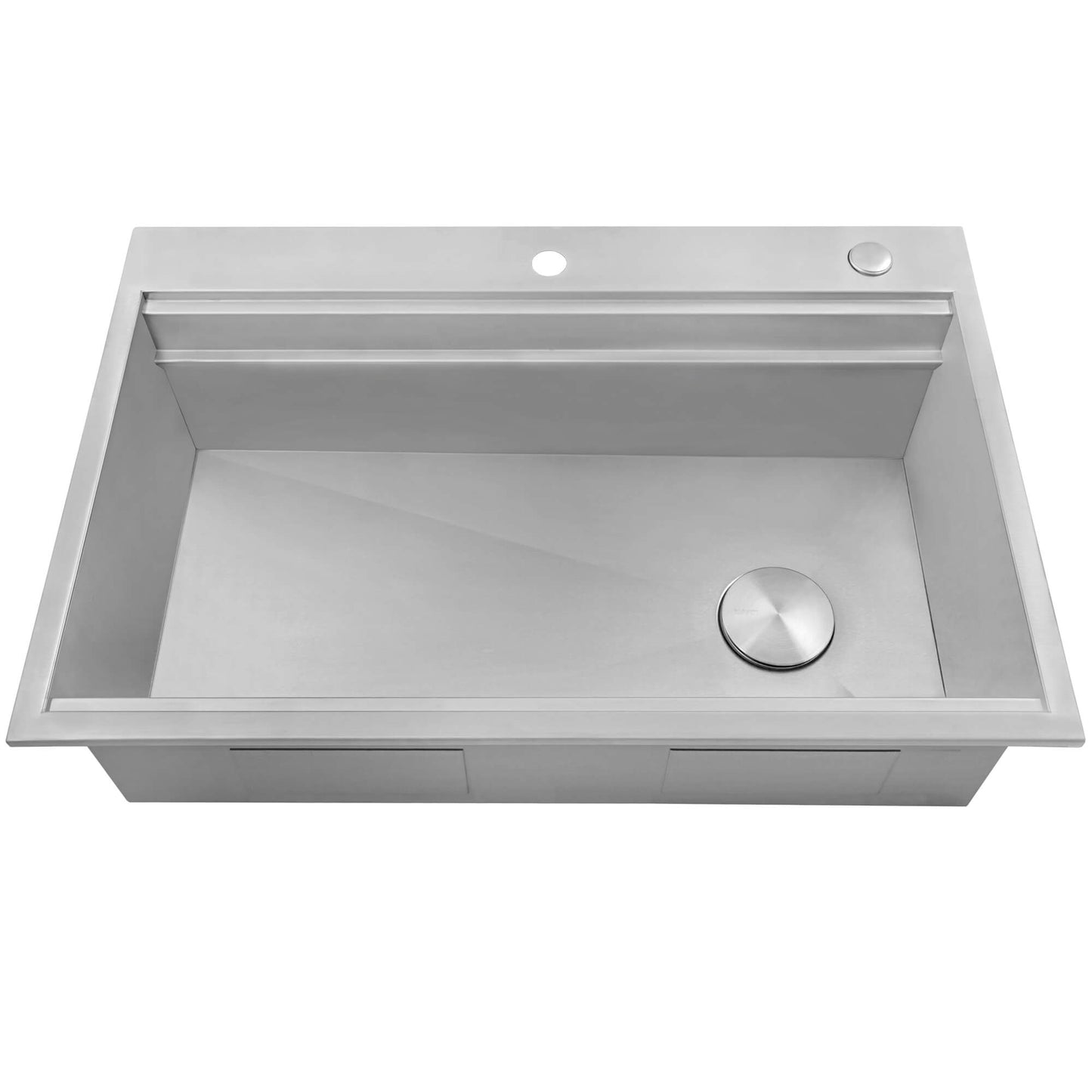 Ruvati 33-inch Workstation Two-Tiered Ledge Kitchen Sink Drop-in Topmount 16 Gauge Stainless Steel - RVH8424