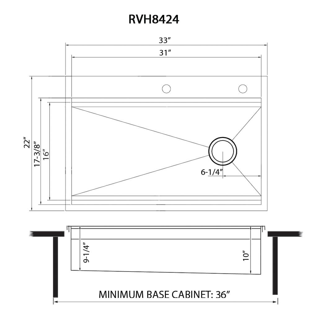 Ruvati 33-inch Workstation Two-Tiered Ledge Kitchen Sink Drop-in Topmount 16 Gauge Stainless Steel - RVH8424