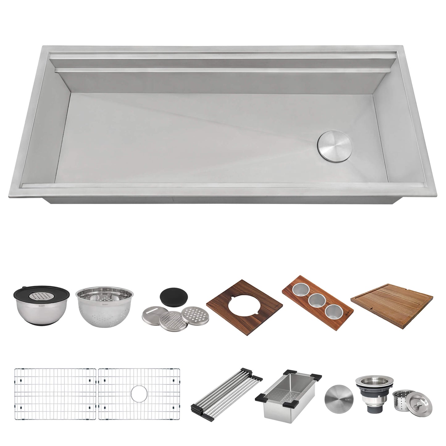 Ruvati 45-inch Workstation Two-Tiered Ledge Kitchen Sink Drop-in Topmount 16 Gauge Stainless Steel - RVH8433