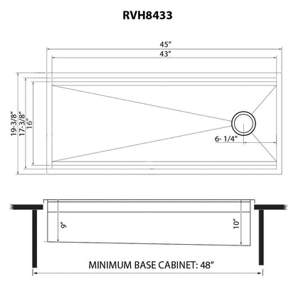 Ruvati 45-inch Workstation Two-Tiered Ledge Kitchen Sink Drop-in Topmount 16 Gauge Stainless Steel - RVH8433