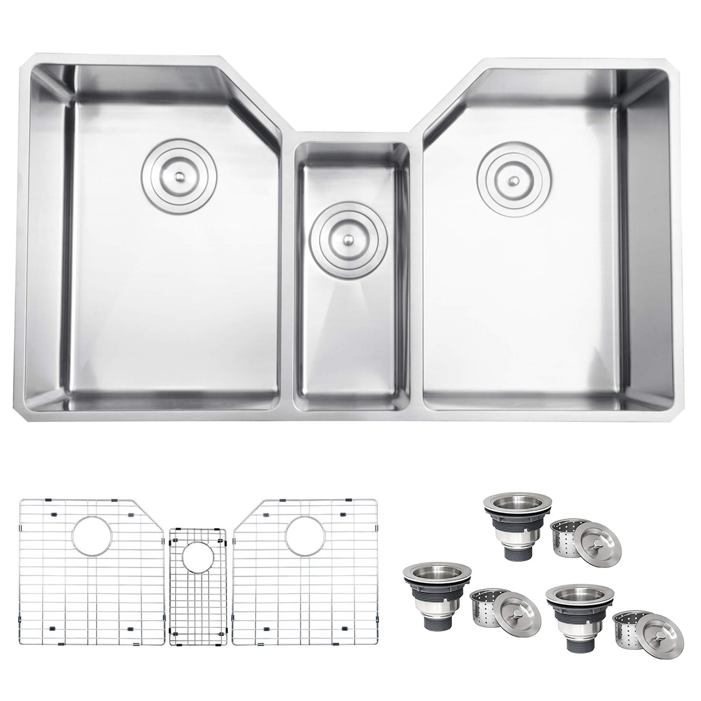 Ruvati 35" Triple Bowl Undermount 16 Gauge Stainless Steel Kitchen Sink - RVH8500