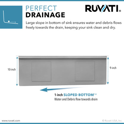 Ruvati 27-inch Workstation Slope Bottom Offset Drain Undermount 16 Gauge Kitchen Sink - RVH8570