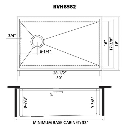 Ruvati 30-inch Workstation Slope Bottom Offset Drain Undermount 16 Gauge Kitchen Sink - RVH8582