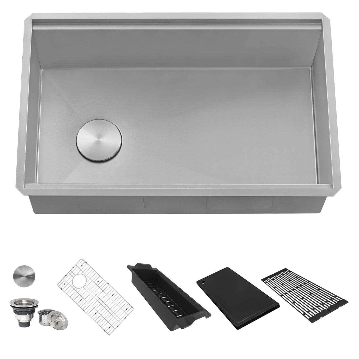 Ruvati 30-inch Workstation Slope Bottom Offset Drain Undermount 16 Gauge Kitchen Sink - RVH8584