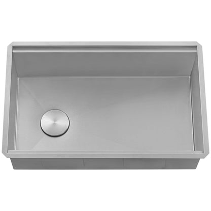 Ruvati 30-inch Workstation Slope Bottom Offset Drain Undermount 16 Gauge Kitchen Sink - RVH8584