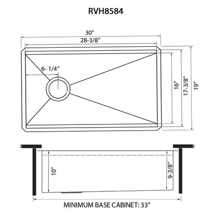 Ruvati 30-inch Workstation Slope Bottom Offset Drain Undermount 16 Gauge Kitchen Sink - RVH8584