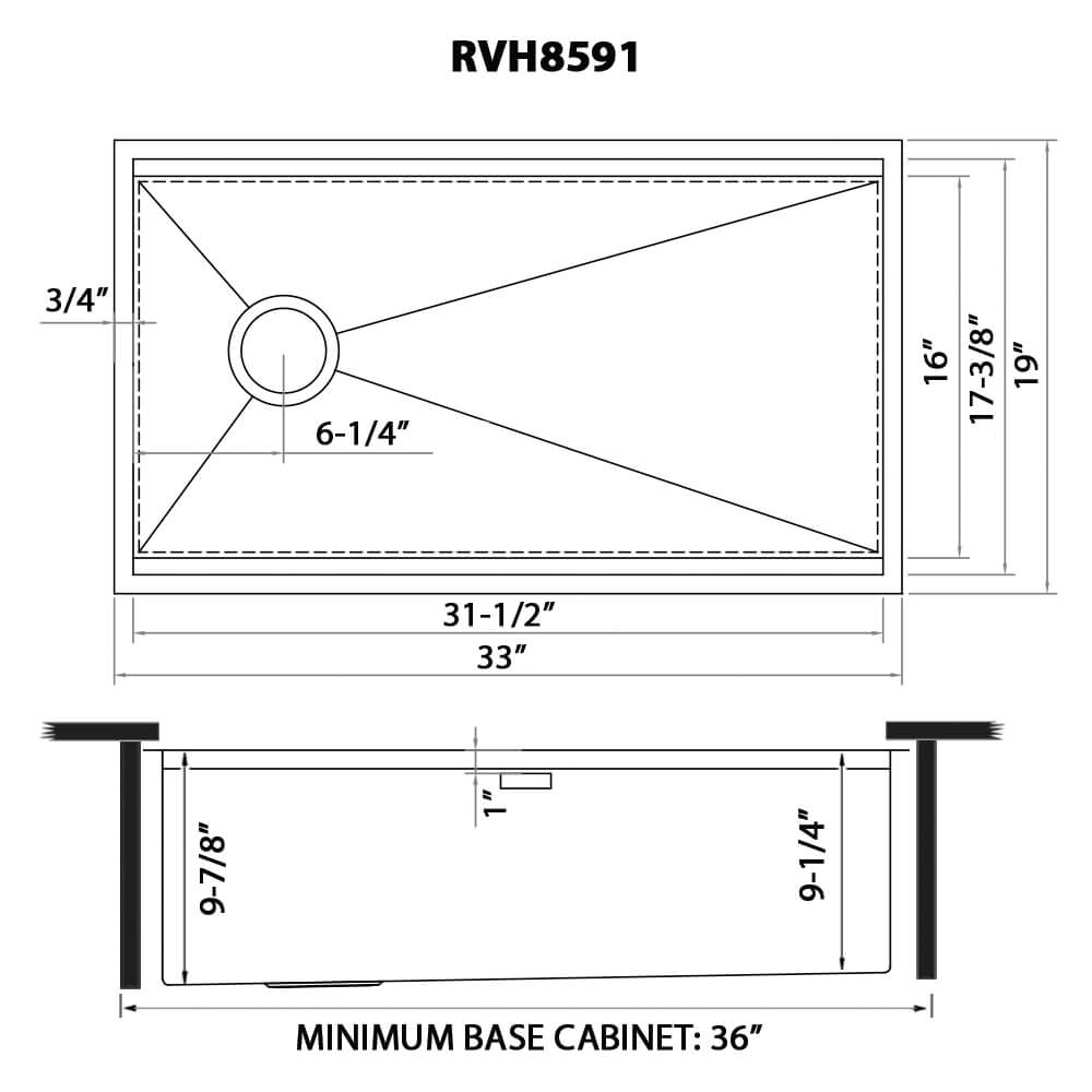 Ruvati 33-inch Workstation Slope Bottom Offset Drain Undermount 16 Gauge Kitchen Sink - RVH8591