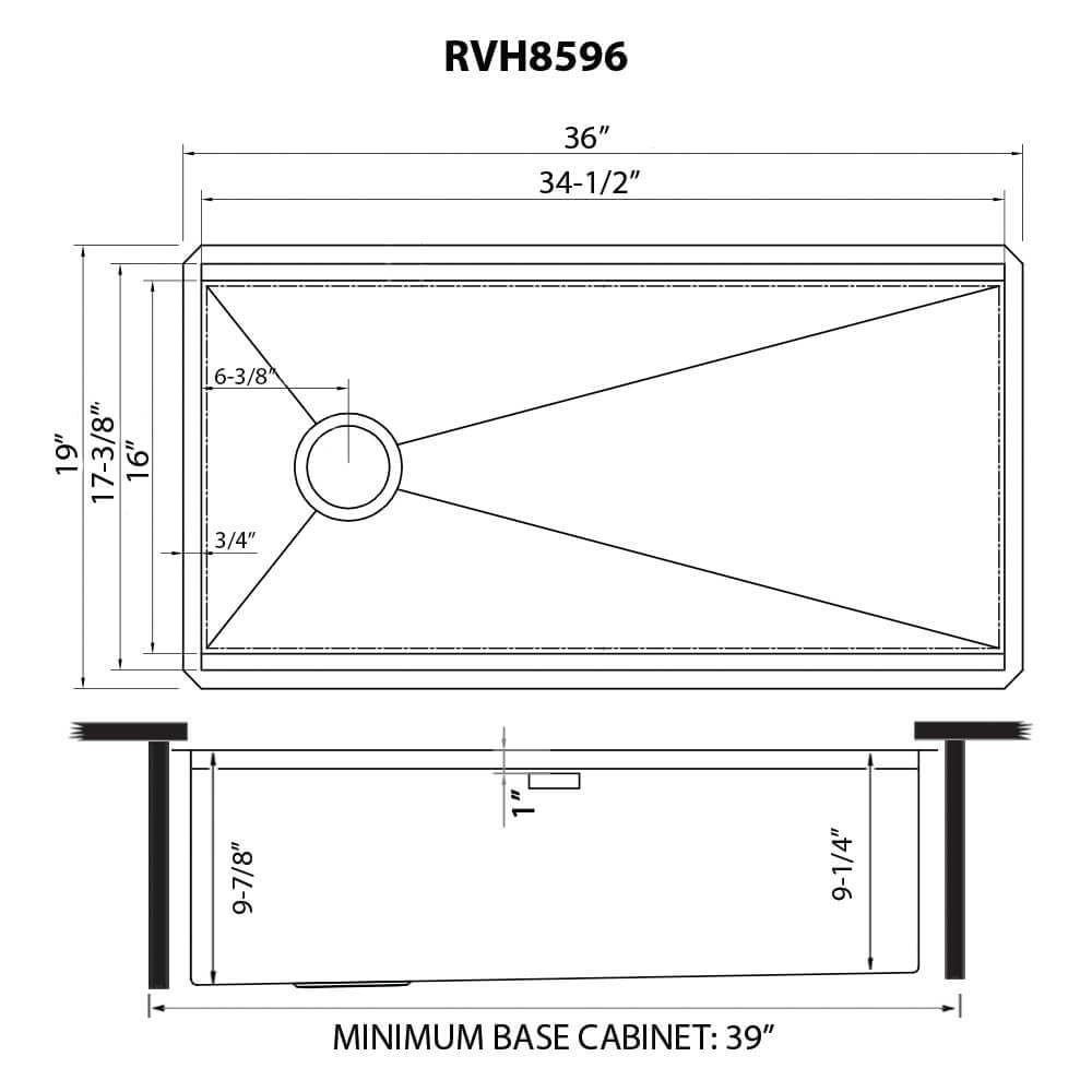 Ruvati 36-inch Workstation Slope Bottom Offset Drain Undermount 16 Gauge Kitchen Sink - RVH8596