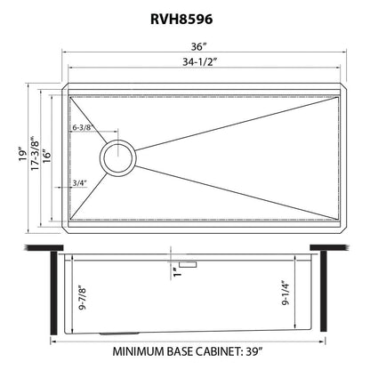 Ruvati 36-inch Workstation Slope Bottom Offset Drain Undermount 16 Gauge Kitchen Sink - RVH8596