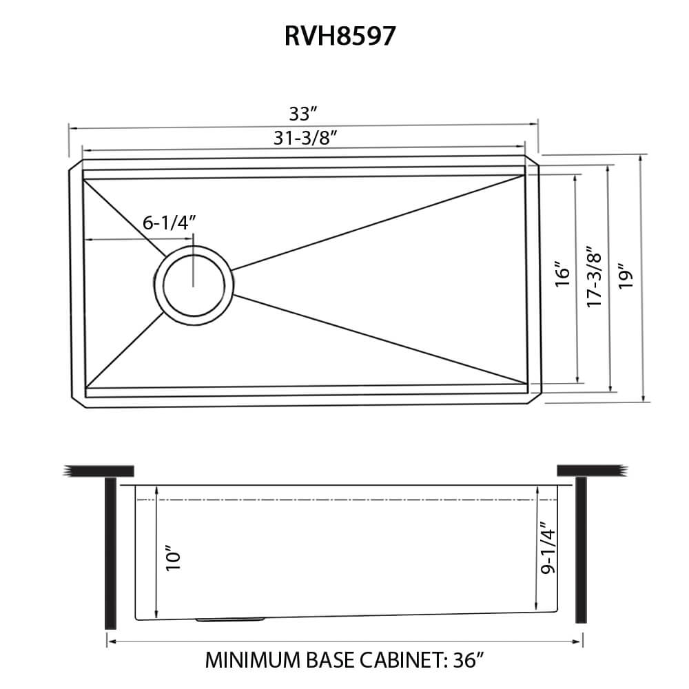 Ruvati 33-inch Workstation Slope Bottom Offset Drain Undermount 16 Gauge Kitchen Sink - RVH8597