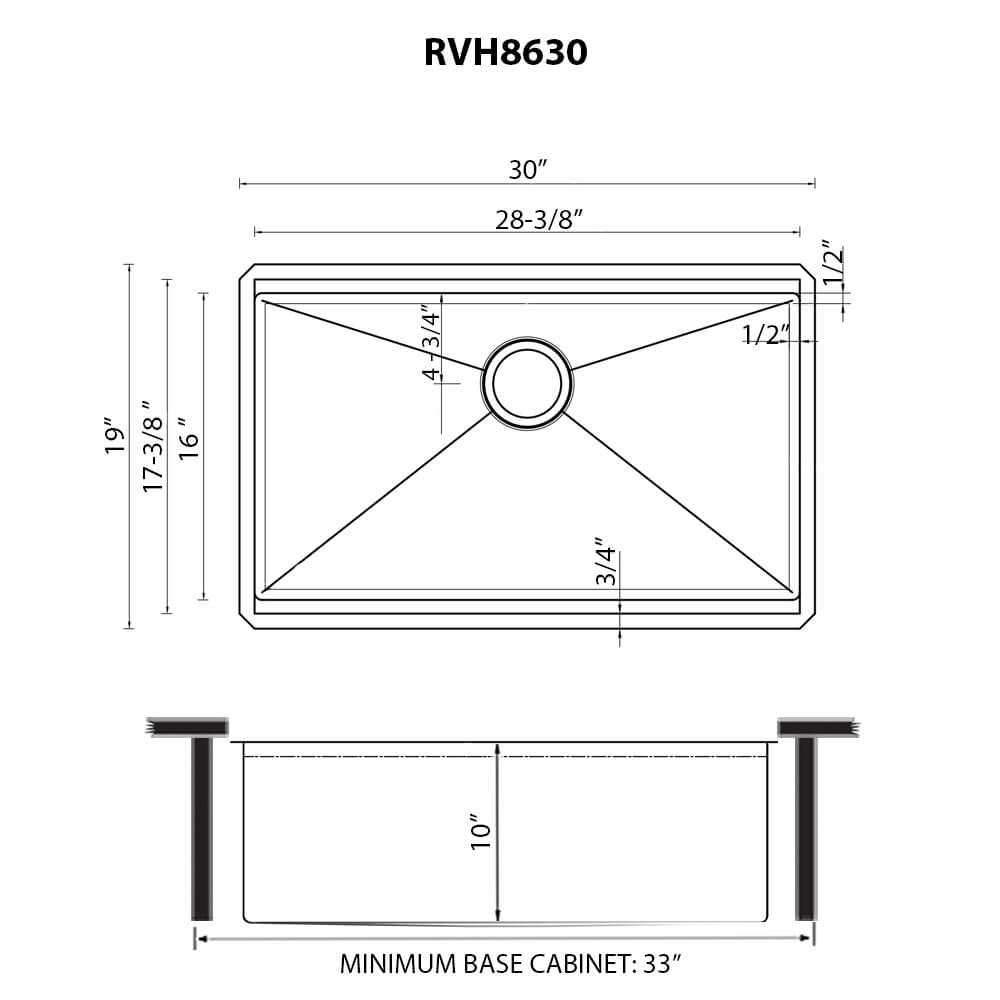 Ruvati Hex Bottom 30-inch Workstation Scratch Resistant Embossed Texture Kitchen Sink Stainless Steel - RVH8630