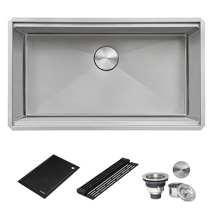 Ruvati Hex Bottom 33-inch Workstation Scratch Resistant Embossed Texture Kitchen Sink Stainless Steel - RVH8633