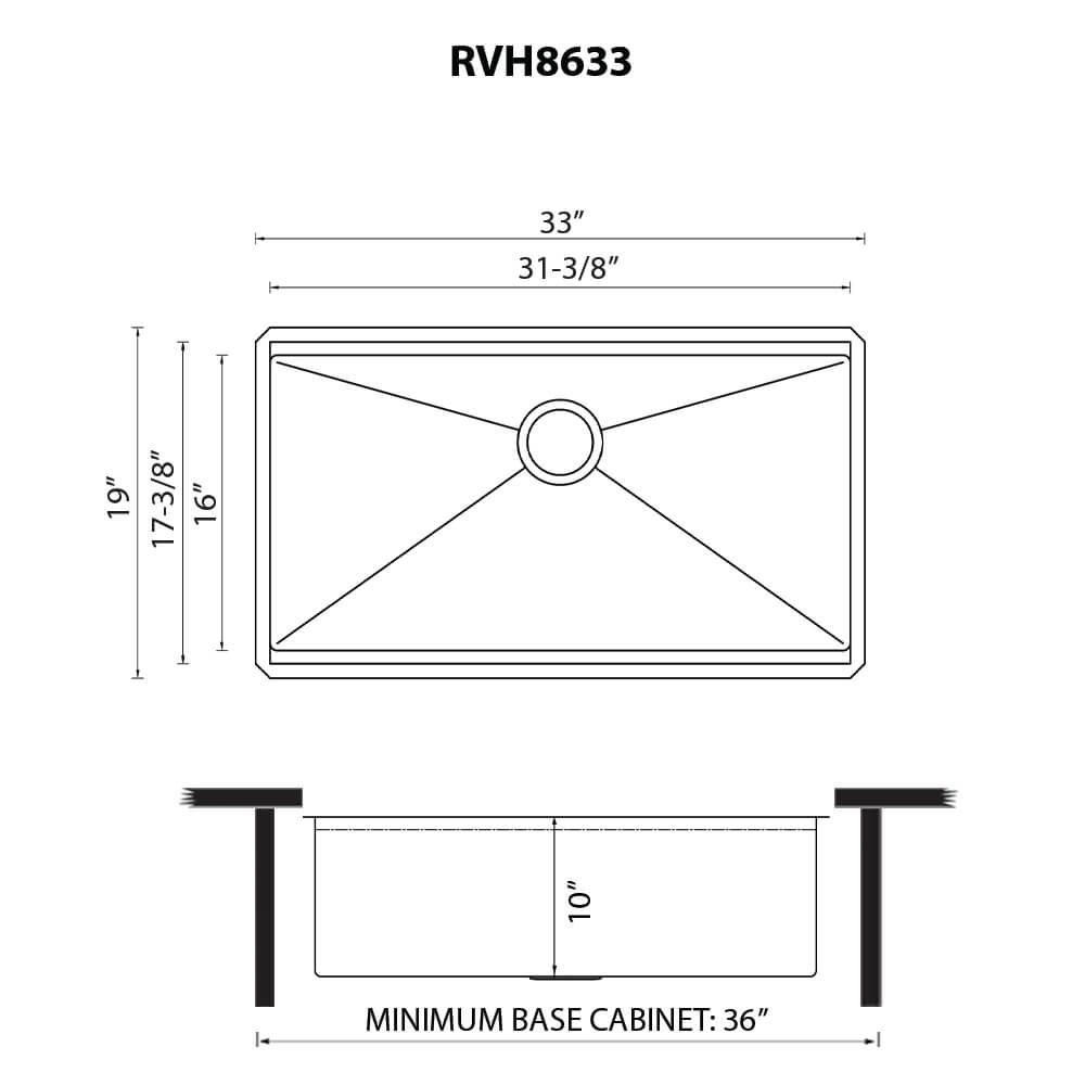 Ruvati Hex Bottom 33-inch Workstation Scratch Resistant Embossed Texture Kitchen Sink Stainless Steel - RVH8633