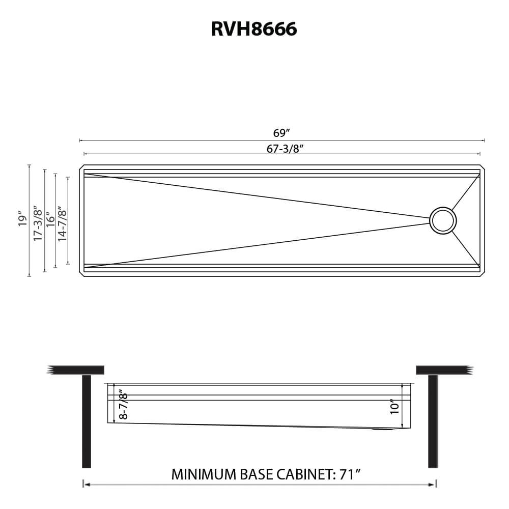 Ruvati 69-inch Workstation Two-Tiered Ledge Kitchen Sink Undermount 16 Gauge Stainless Steel - RVH8666