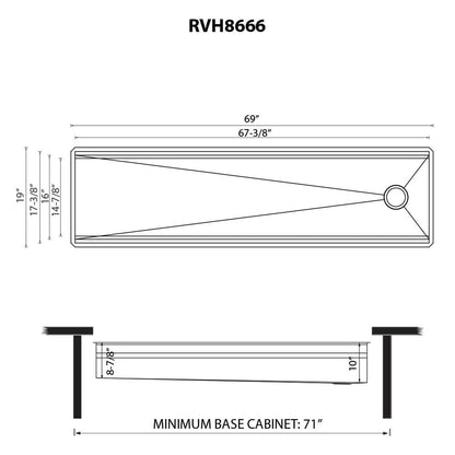 Ruvati 69-inch Workstation Two-Tiered Ledge Kitchen Sink Undermount 16 Gauge Stainless Steel - RVH8666